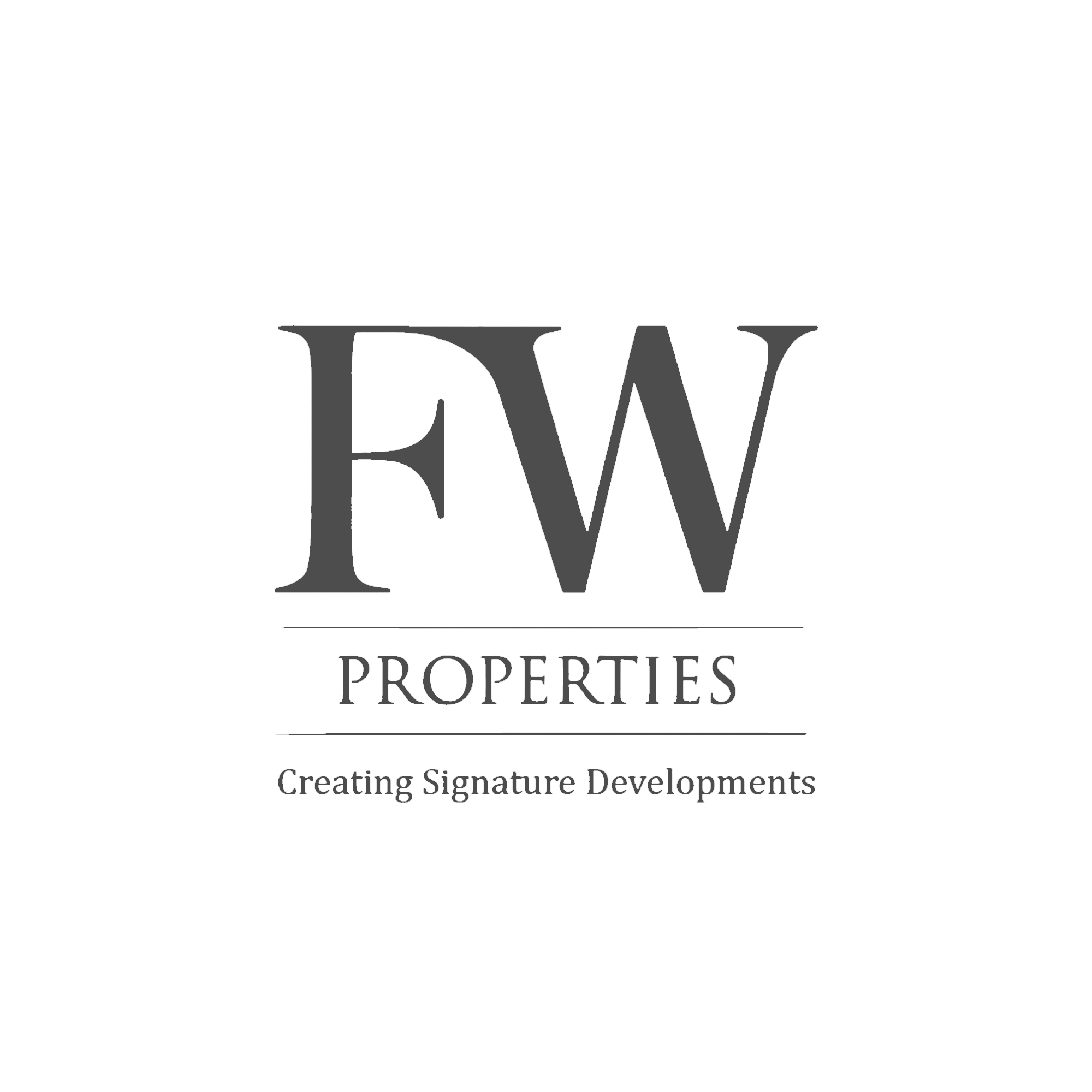 F&W Properties logo with tagline 'Creating Signature Developments' in black and gray.