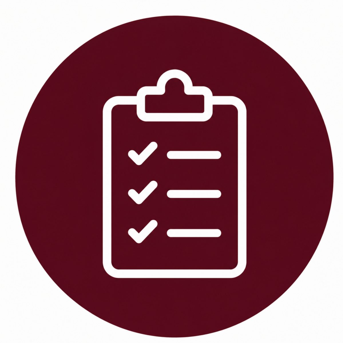 Icon of a clipboard with a checklist and checkmarks.