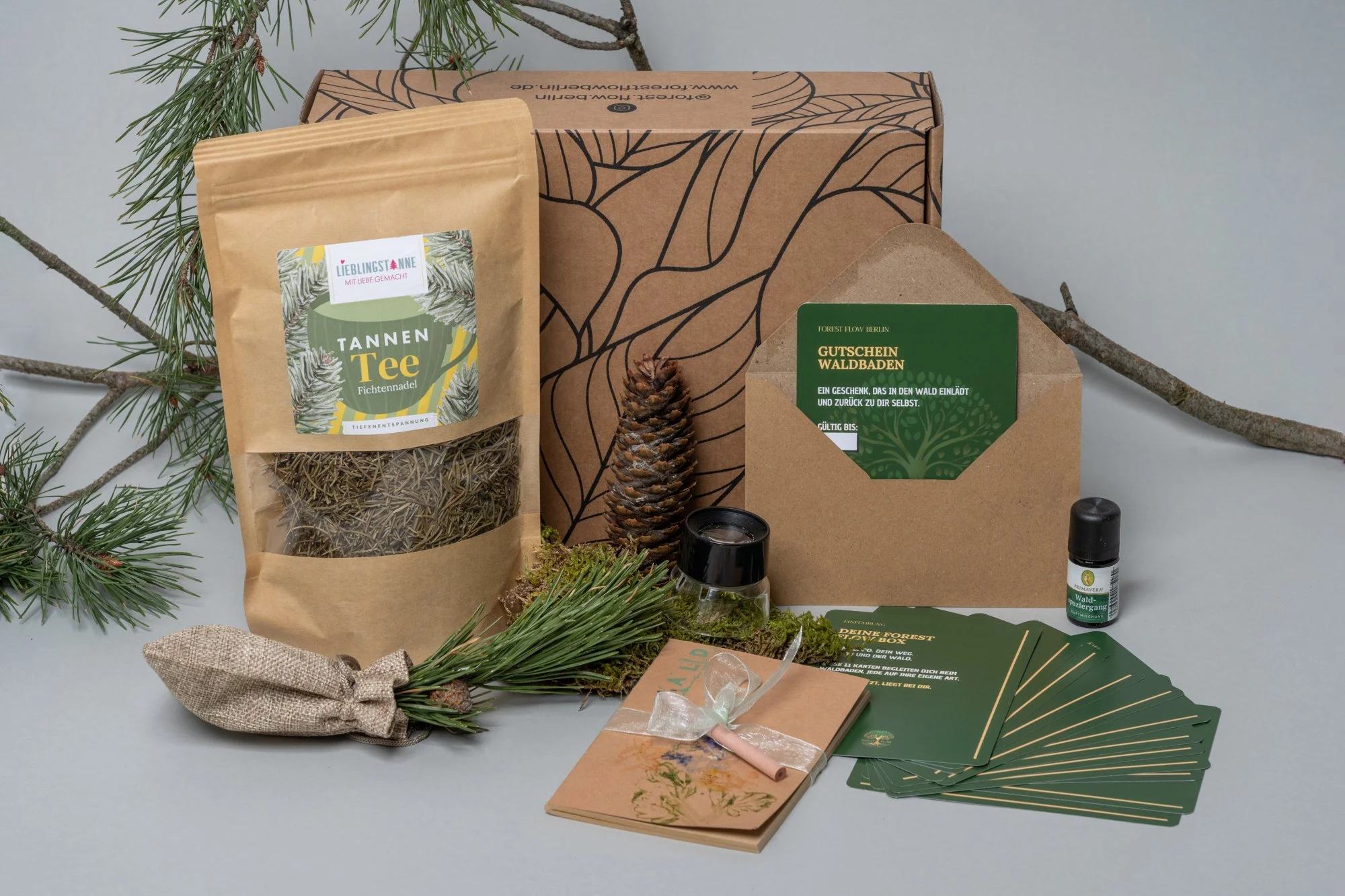 Waldbaden Geschenkbox – Zeit verschenken statt Dinge mit Gutschein