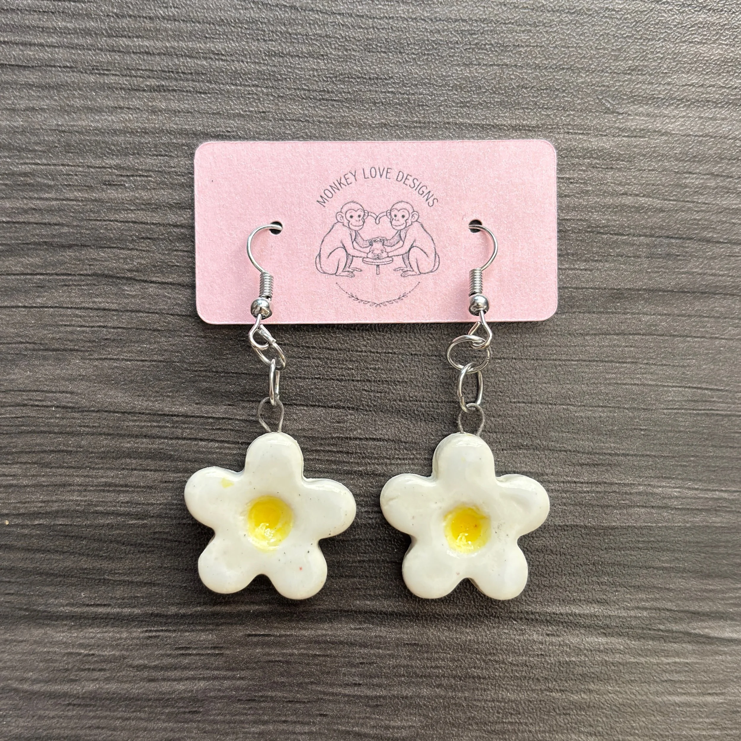 White & Yellow Flower Earrings
