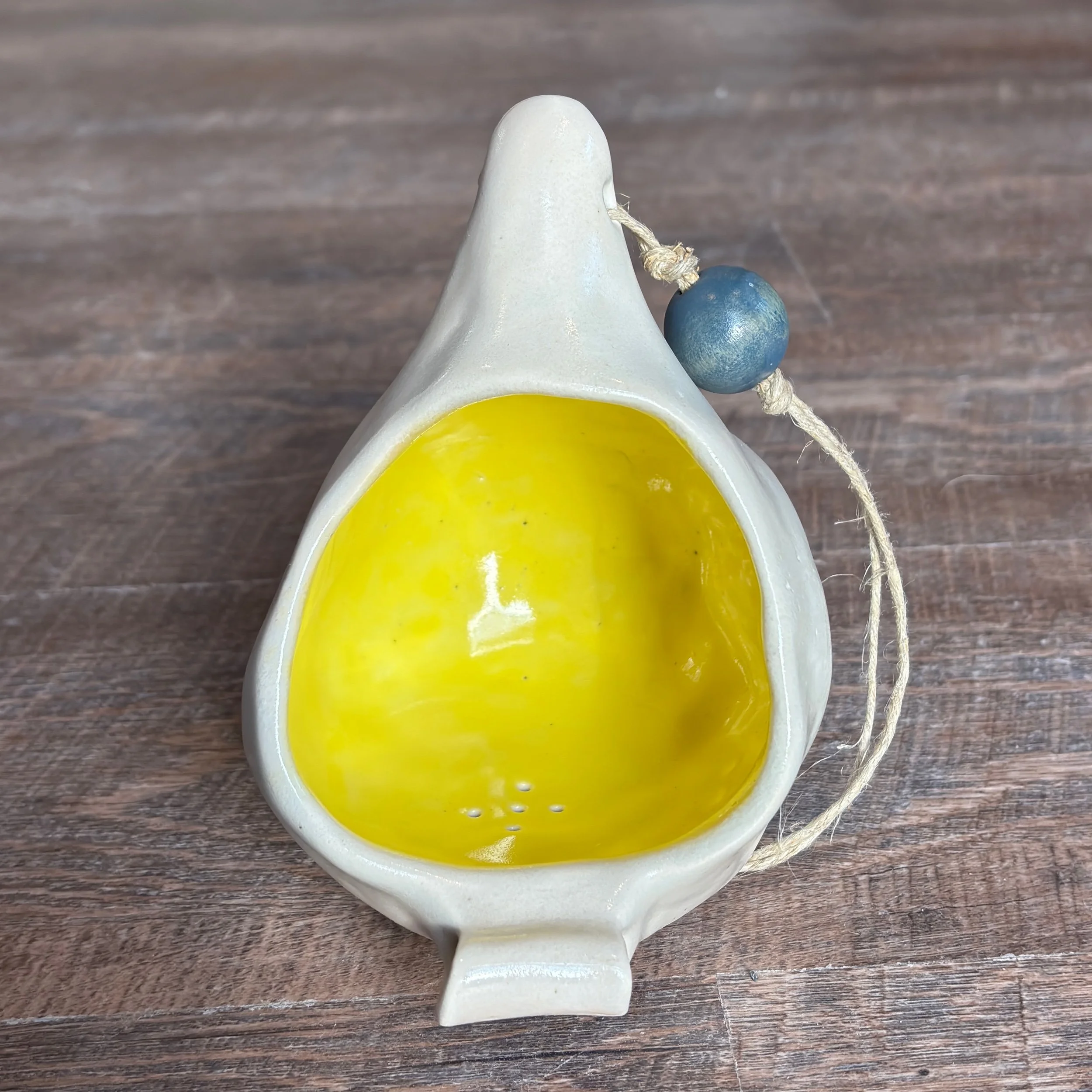 White & Yellow Bird Feeder