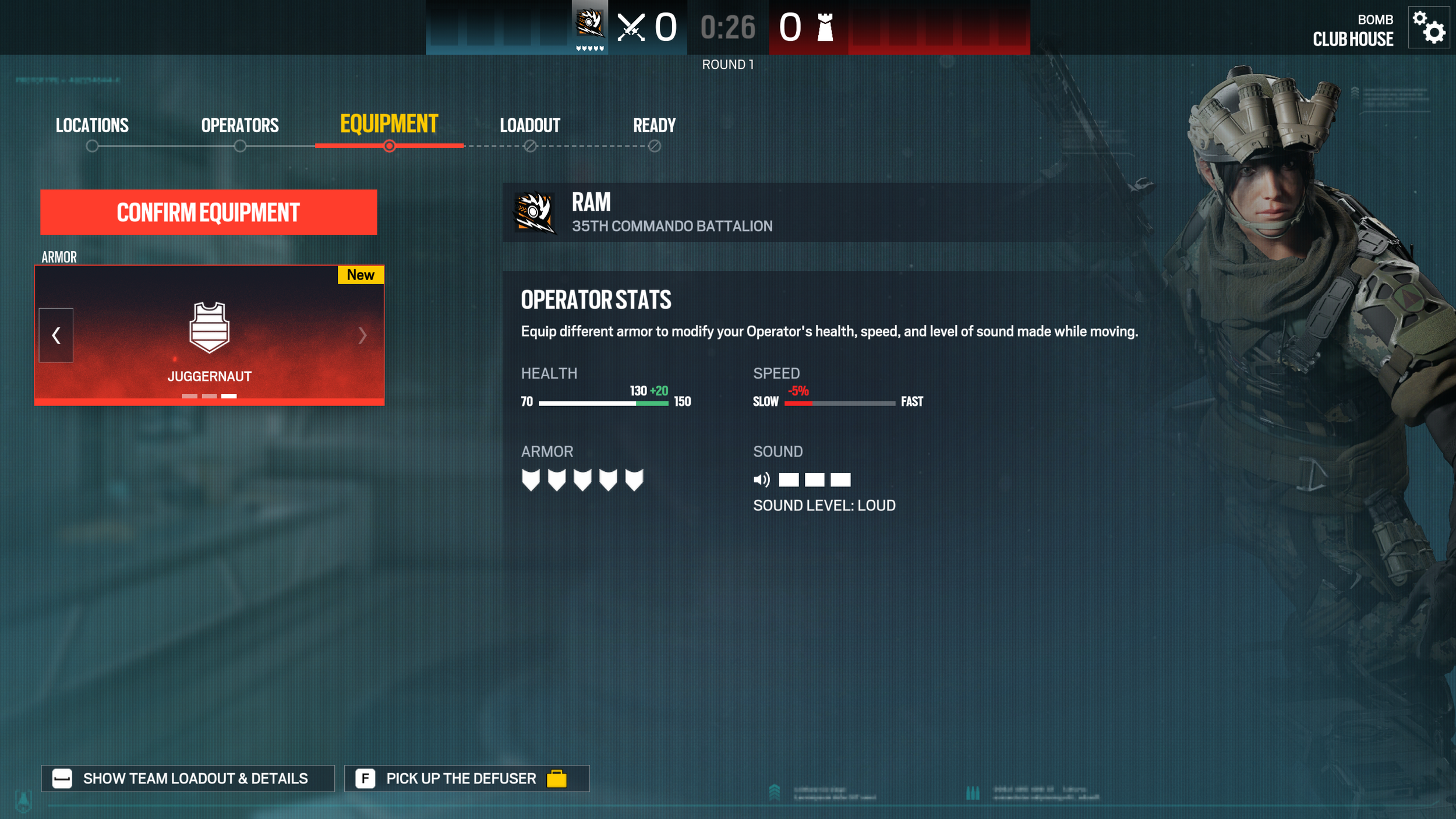 Armor & Speed Equipment Tab