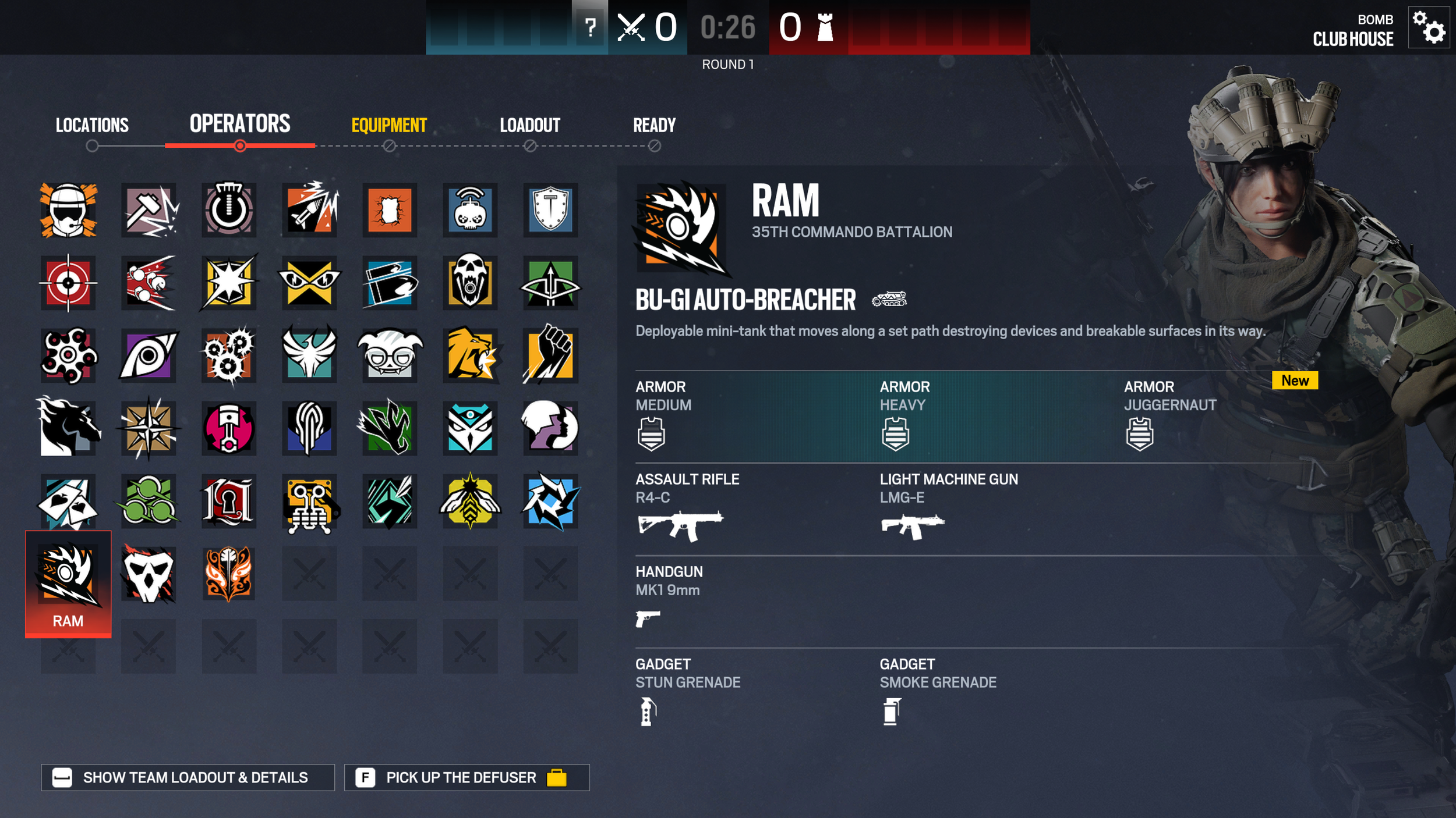 Armor previsualization in Operator Selector