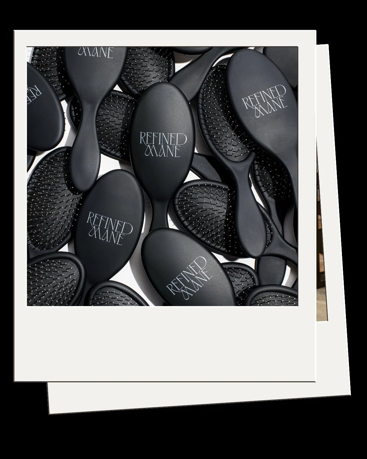 Polaroid photo of Refined Mane brushes.