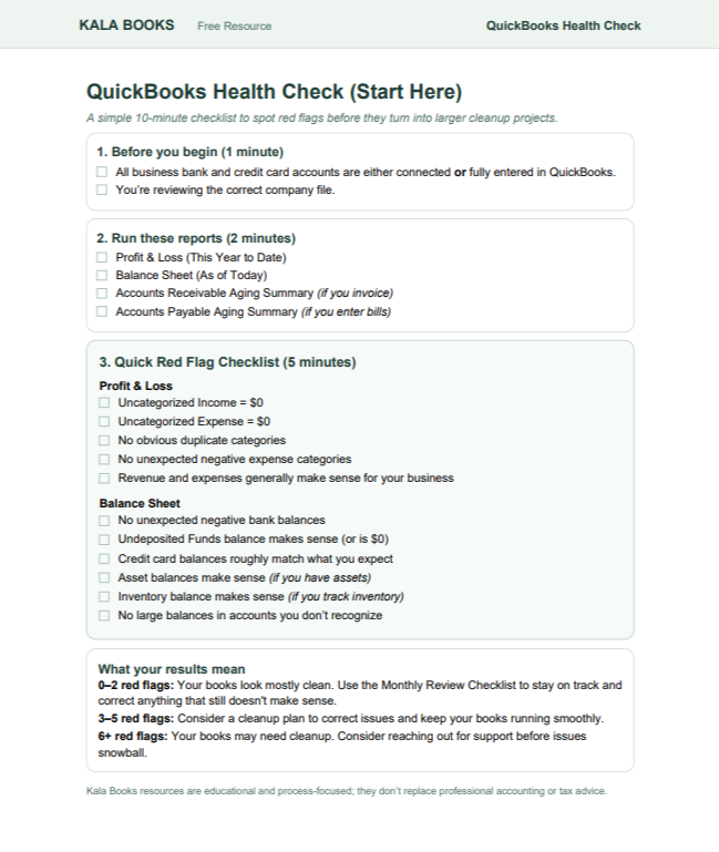 QuickBooks Health Check checklist preview