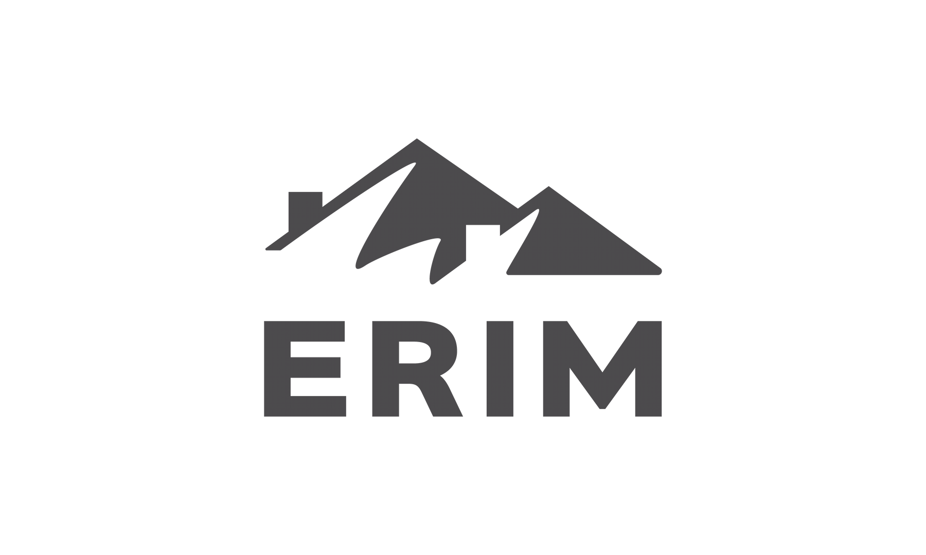 Logo en noir et blanc avec des montagnes stylisées et le texte 'ERIM' en dessous