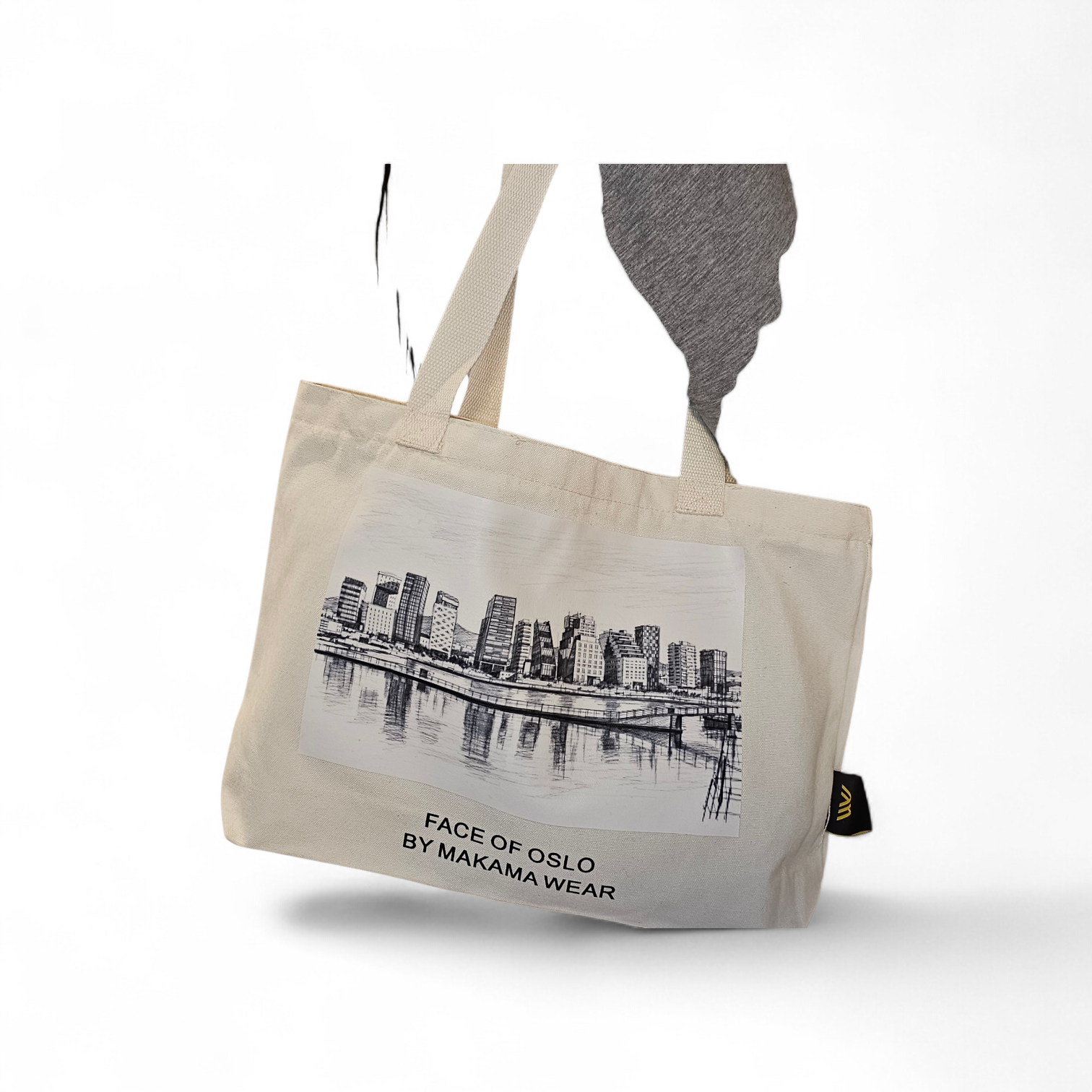 Str. 40x30 tote bag i bomull med glidelås og ansikt av Oslo