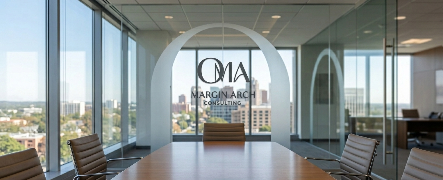 Representative office visualization for Margin Arch Consulting, illustrating the firm’s projected architectural expansion and 2-year growth trajectory