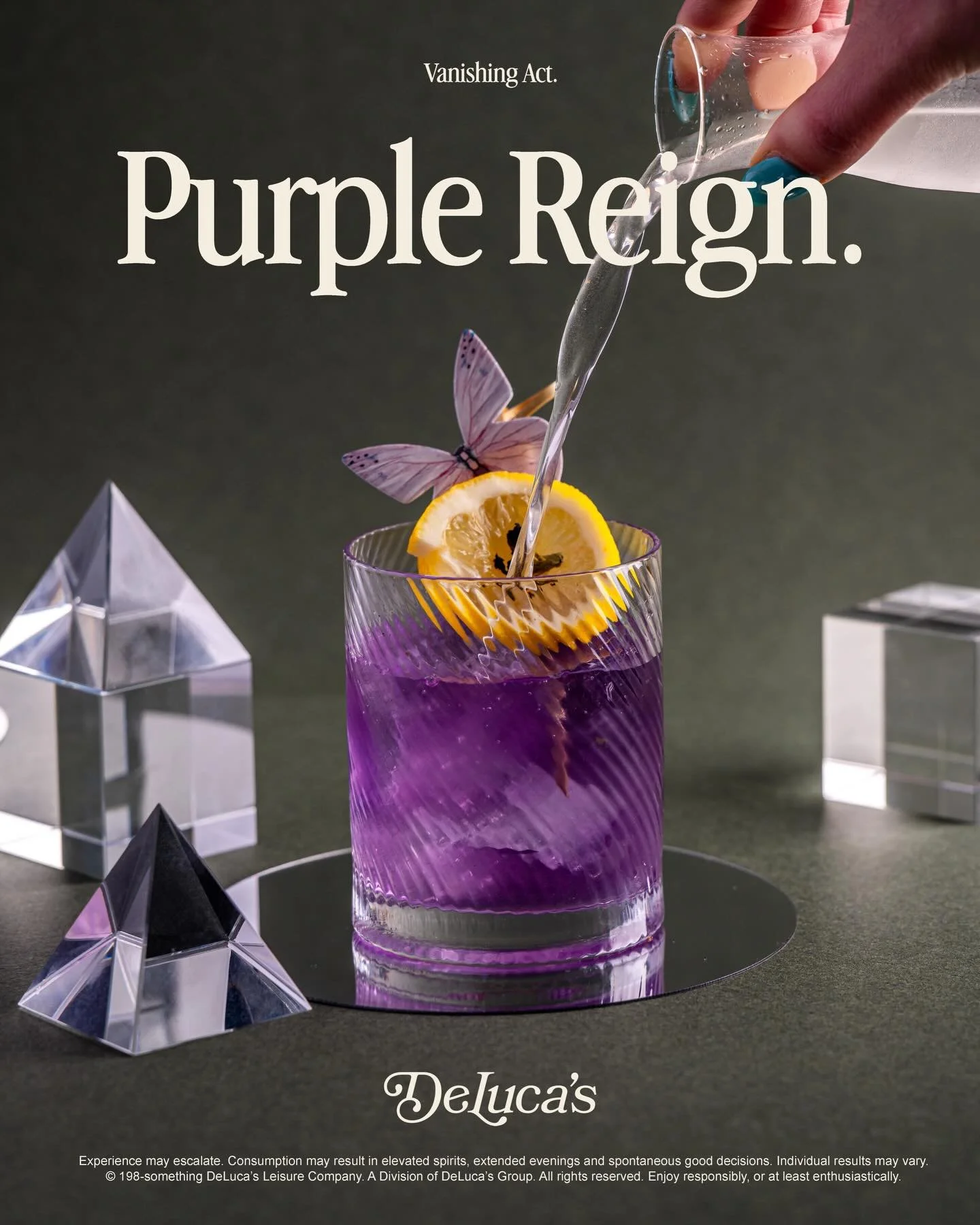 It&rsquo;s blue&hellip; until it isn&rsquo;t.

Vanishing Act is our colour-changer:
Gordon&rsquo;s, lavender, butterfly pea tea, sugar and lemon.

A little chemistry.
A lot of theatre.