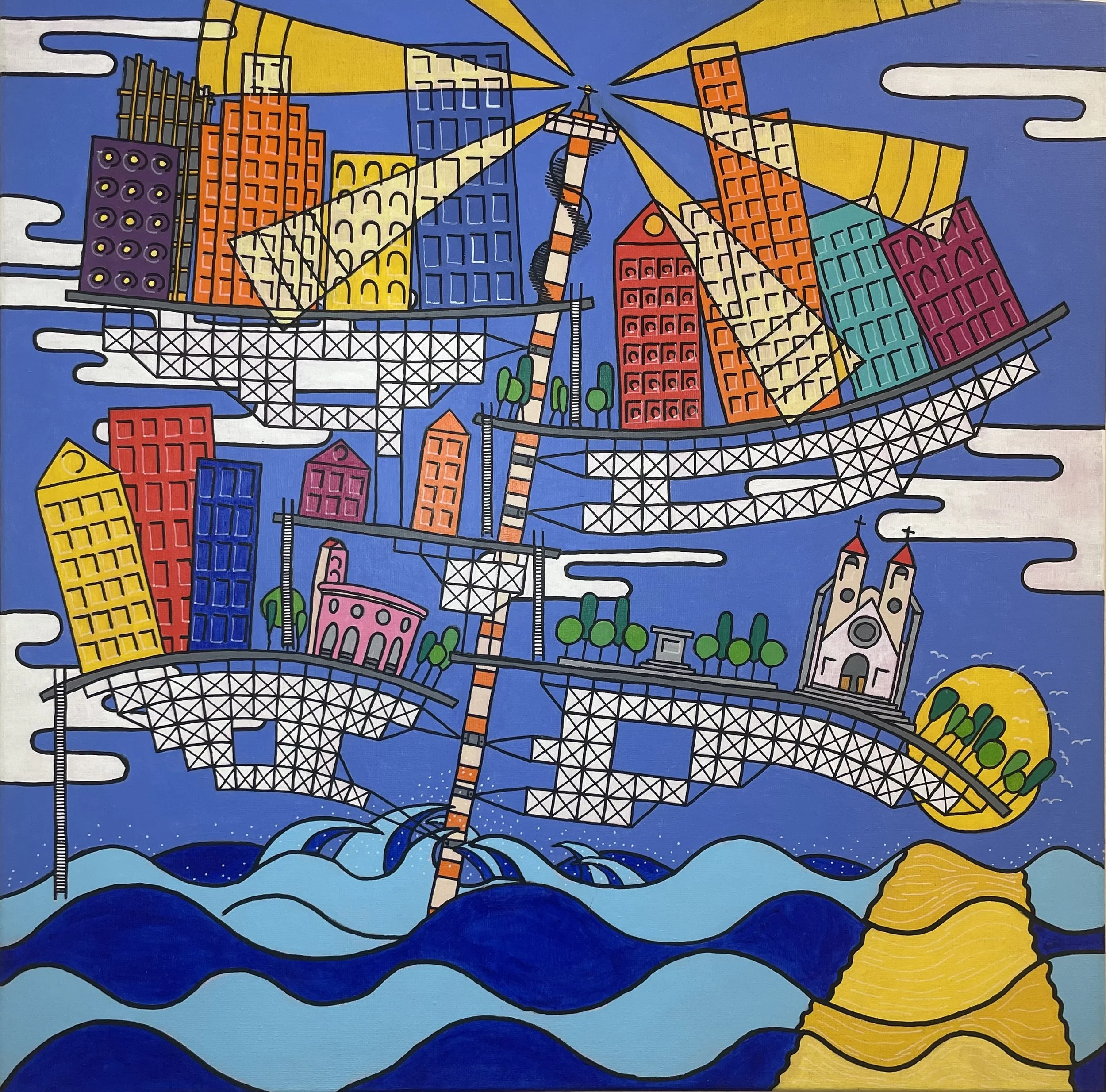 Living clinging to a post