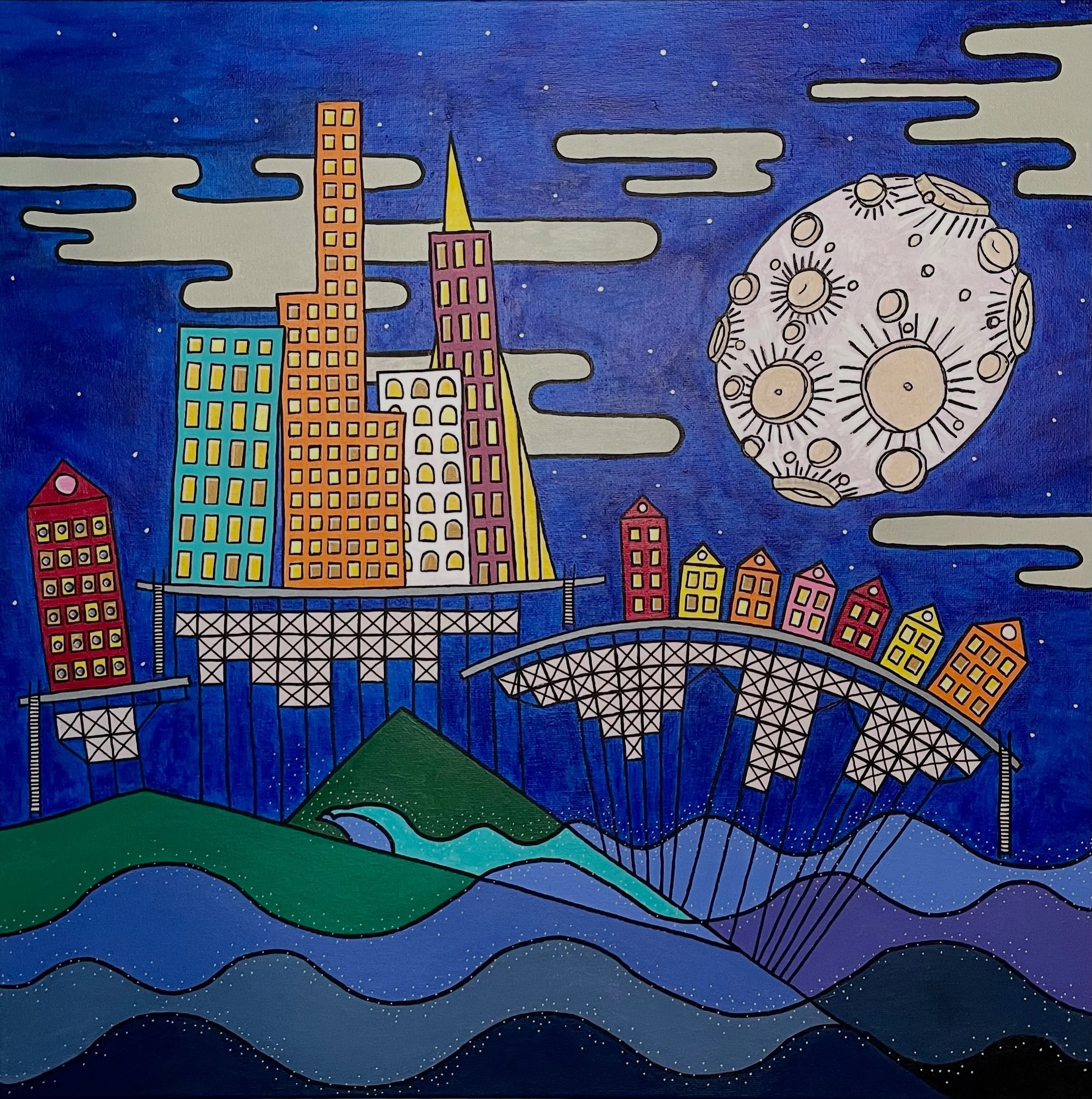 Full moon in front of the sea