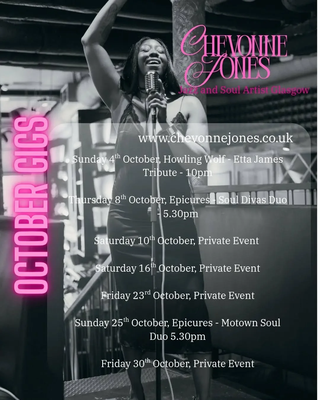 ​October is officially here, and what a way to kick off Black History Month last night at the launch event! 🖤✨ Stepping into this month filled with so much gratitude, community, and incredible music.
​Swipe for my live dates this month&mdash;from fu