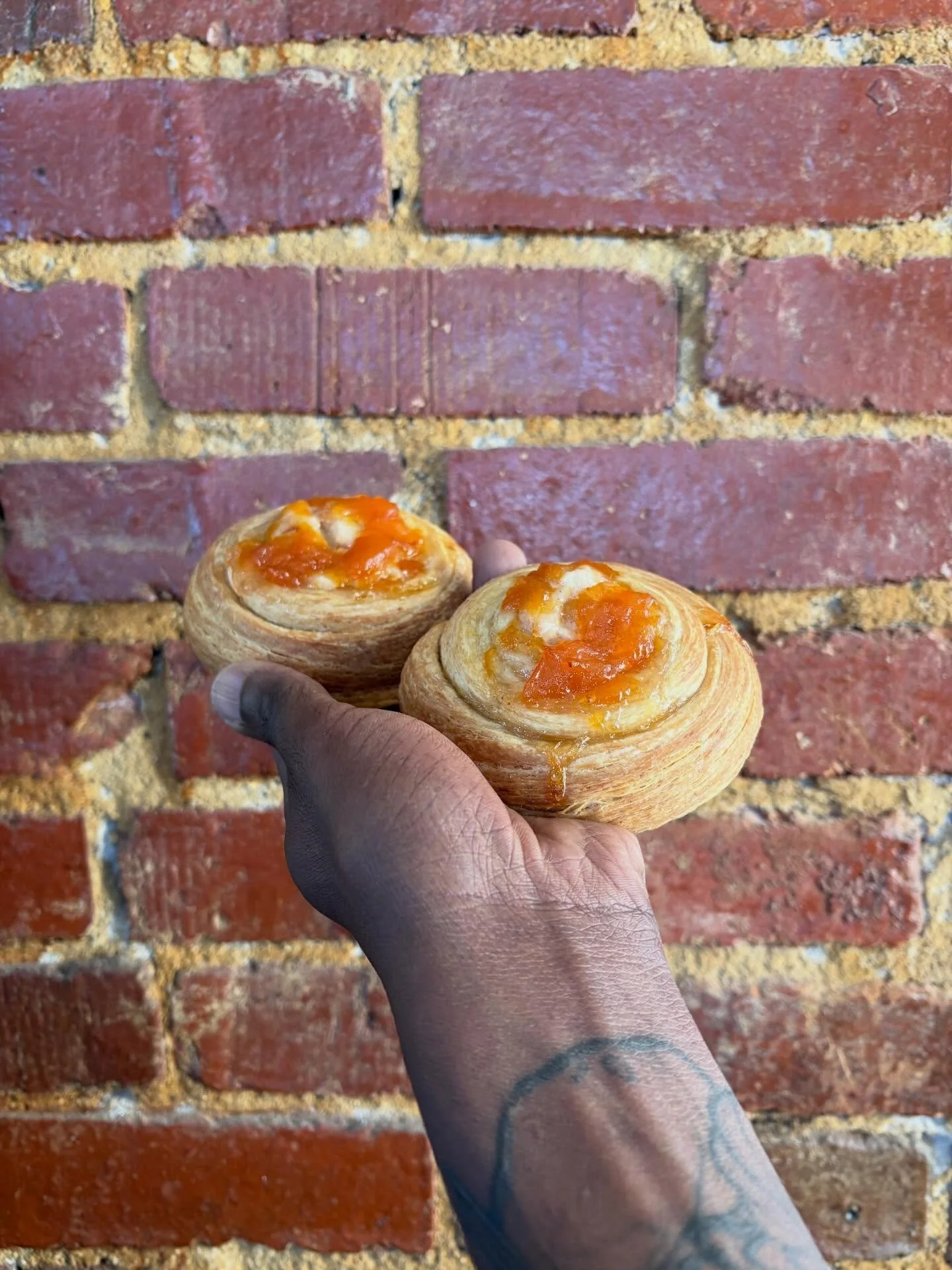 🔥 Something Sweet for Southeast Sourdough! 🥐

Whole Wheat Danishes are finally coming around with the help of my Midwestern Family help. This one is a peaches and cream danish with local summer peach jam and spiced cream cheese filling. Look out fo