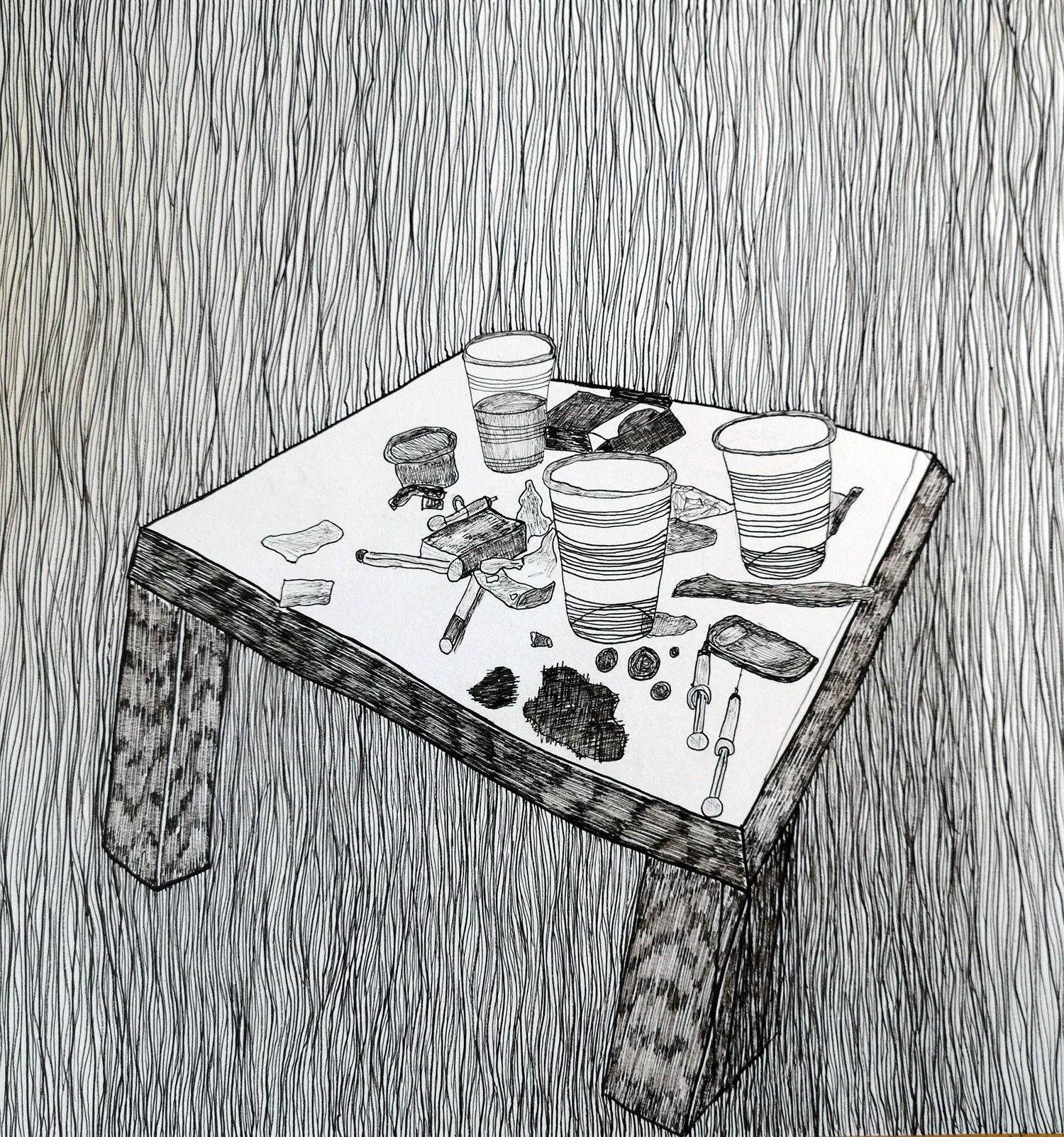 “Might not seem like it, but I’ve got my shit sorted”, ink on paper, 25 x 30 cm, 2020.