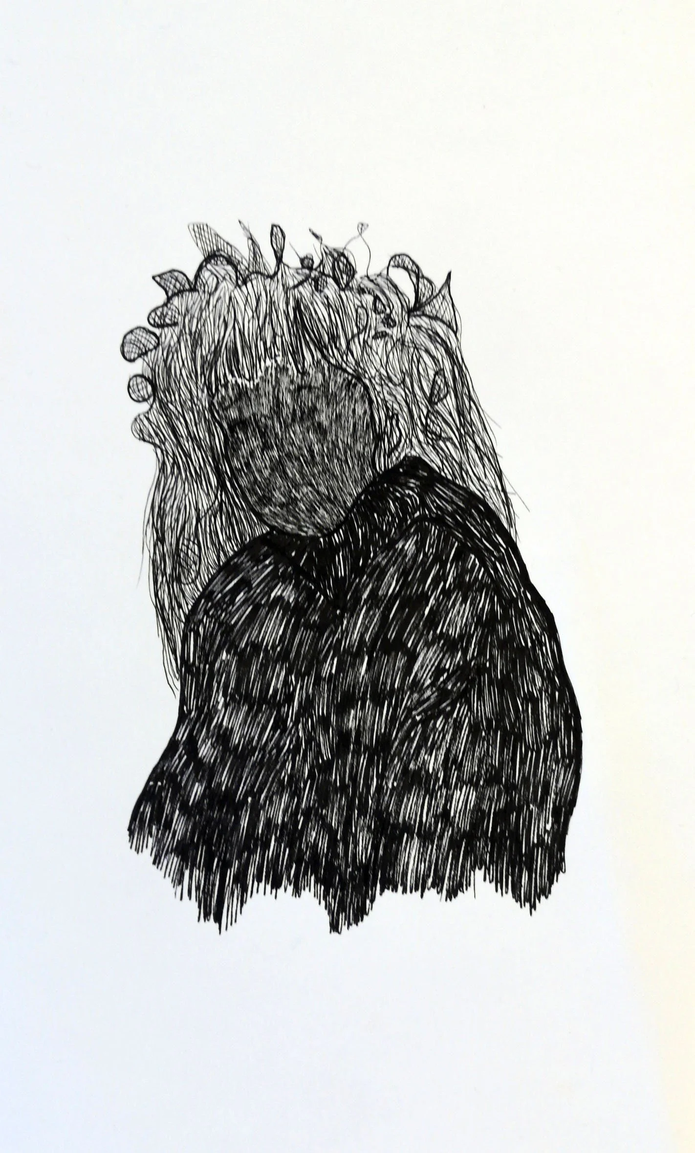 “Kind of Dressed Up”, ink on paper, 15 x 26 cm, 2020.