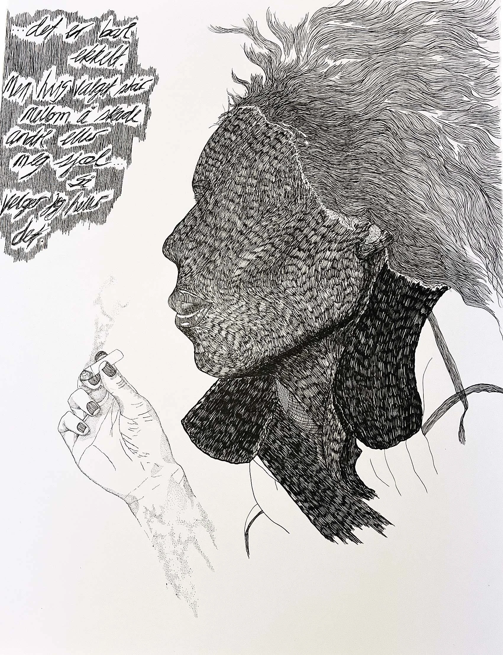 "Det er bare ekkelt", ink on paper, 50 x 65 cm, 2020.