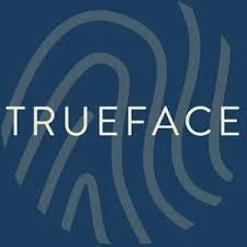 Logo with the word 'TRUEFACE' and a fingerprint graphic in the background