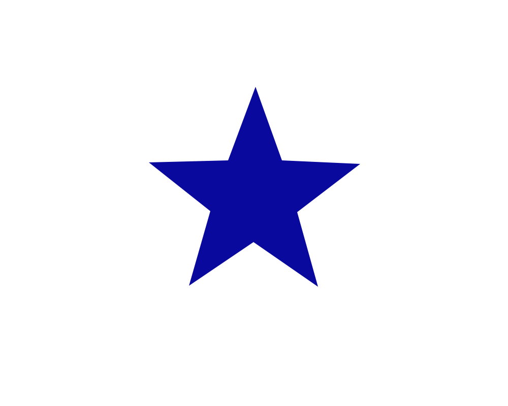 Illustration of a black outline of a badge with a five-pointed blue star at the center.