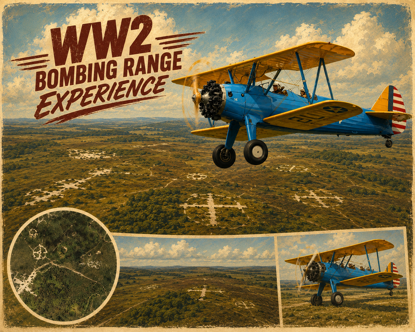 WW2 Bombing Range Stearman Biplane Experience