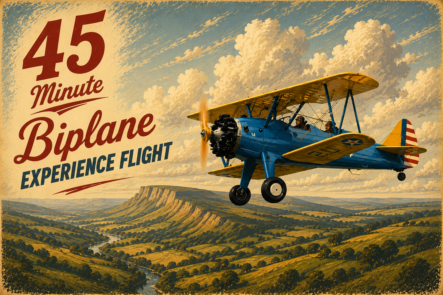 45min Biplane Experience Flight