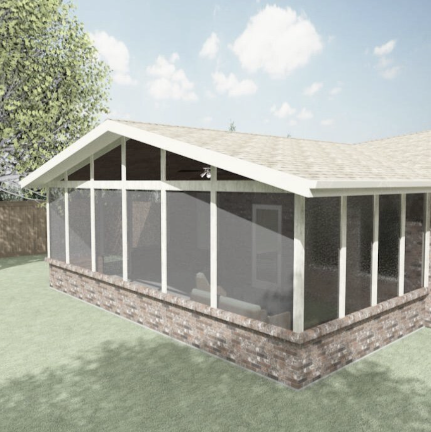 Design rendering of screened in porch 