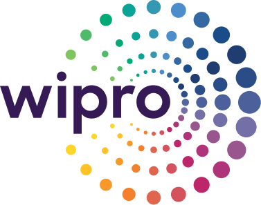 Wipro logo with a colorful spiral of dots.