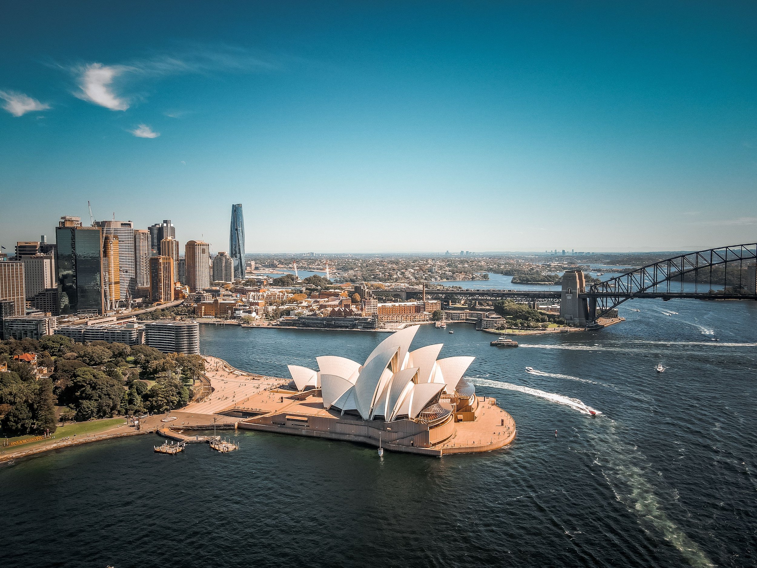 birds eye view of Sydney Harbor in Australia