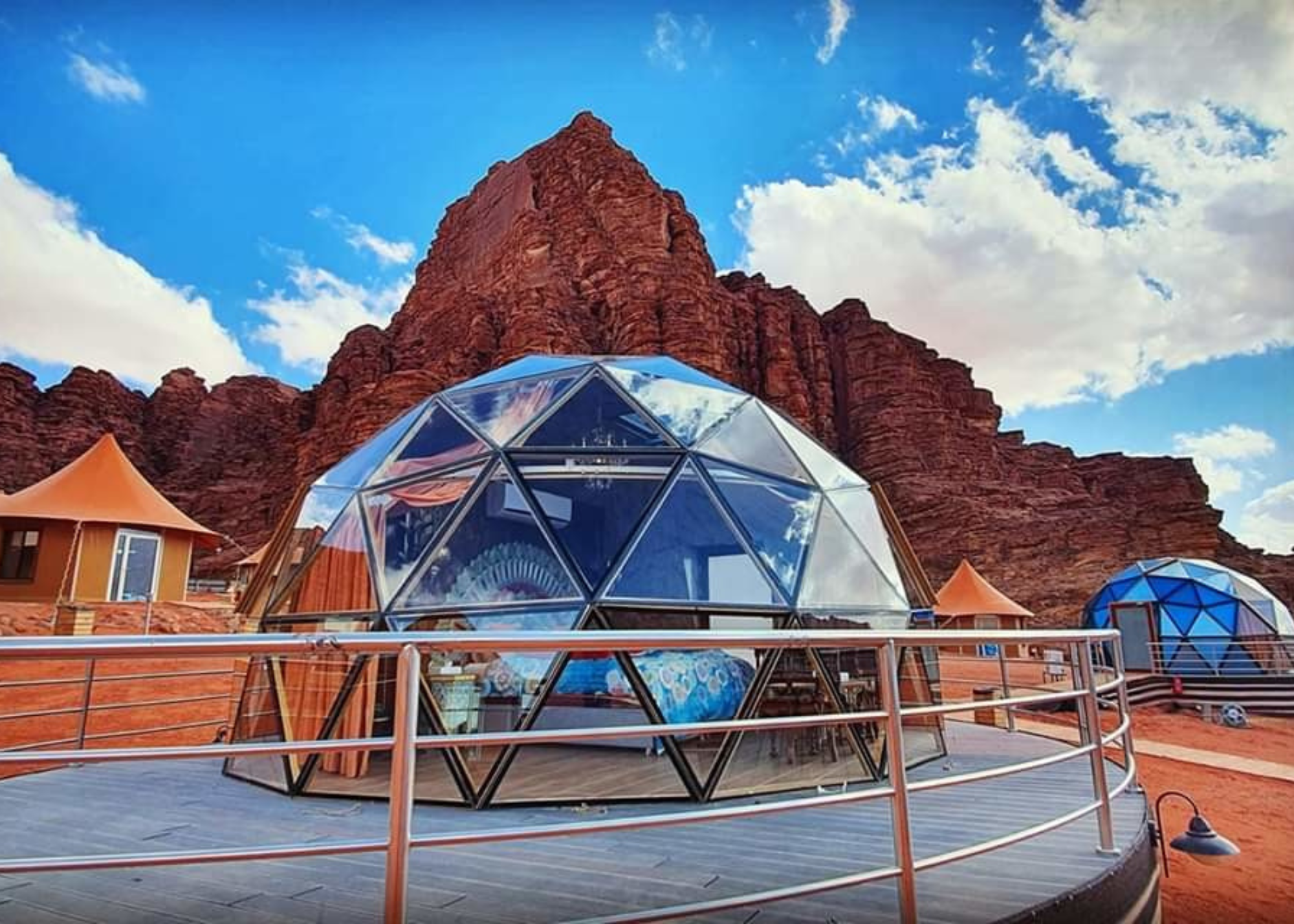 Luxury glamping tent that looks like igloo in Jordan.
