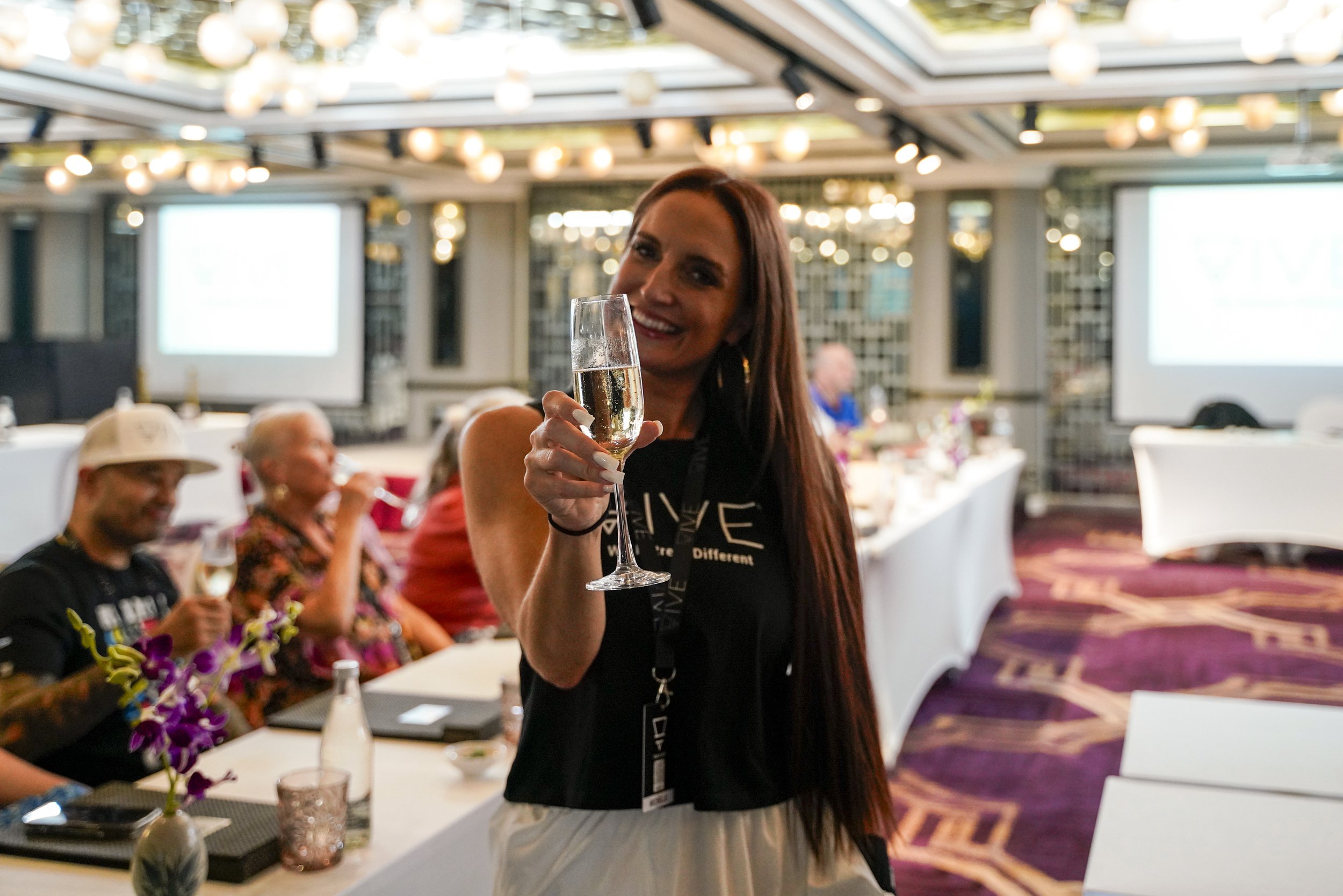 Michelle Ruiz hosting welcome meeting at tour in Vietnam