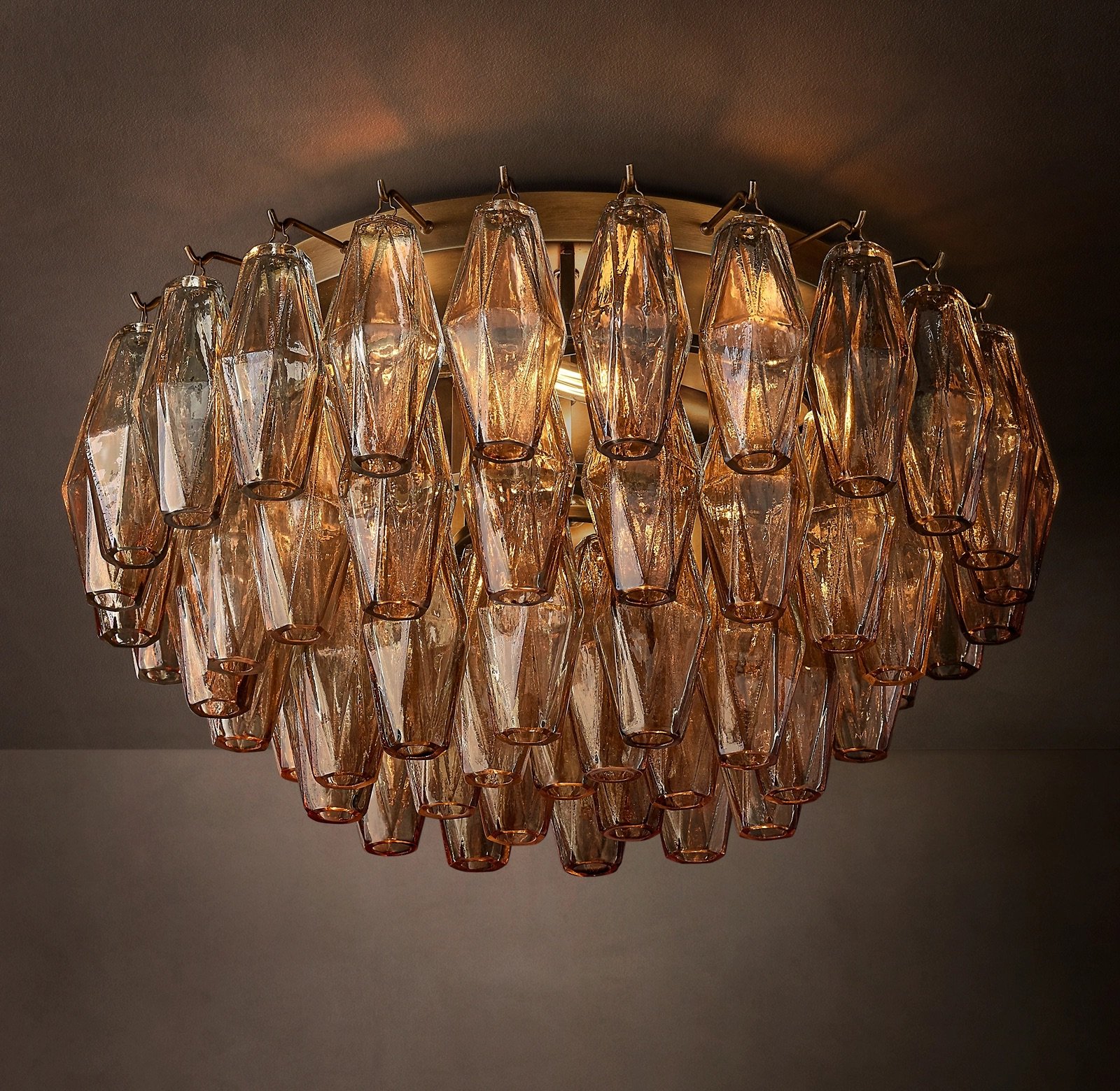 RH CHIARA SMOKE GLASS FLUSH MOUNT