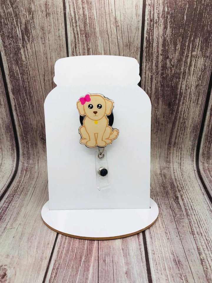 Cute Dog Badge Reel – Retractable ID Holder for Nurses, Teachers & Office Staff