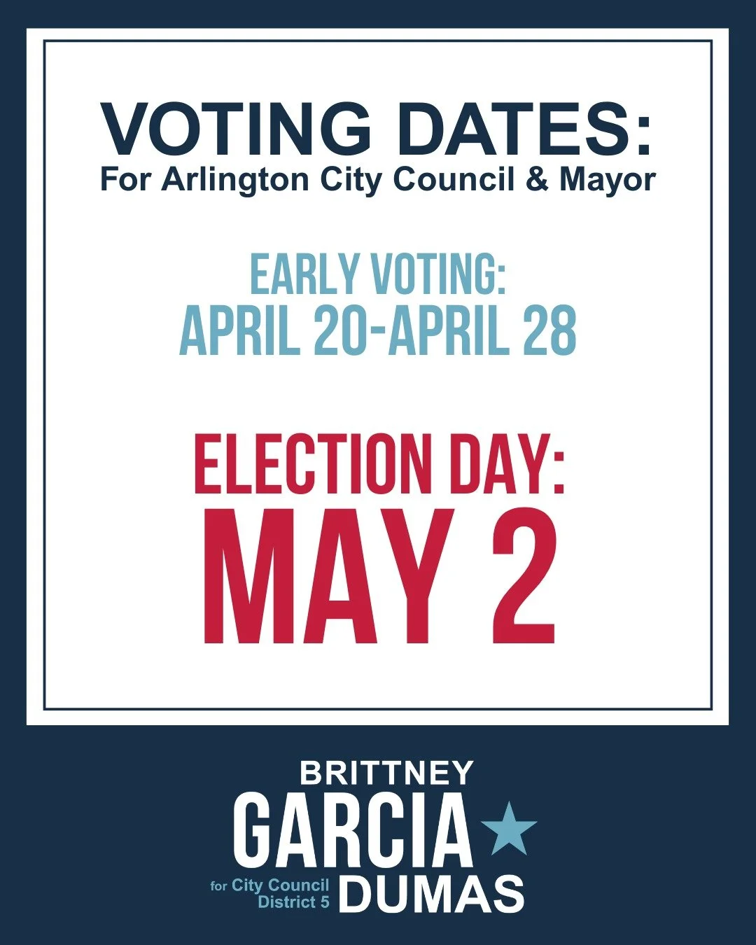 A quick and EASY guide to your LOCAL Arlington election!

If you voted in the State Primary this week, you have another opportunity to make your voice heard at the LOCAL level.

📅 Early Voting: April 20&ndash;28
🗳 Election Day: May 2

Volunteer wit