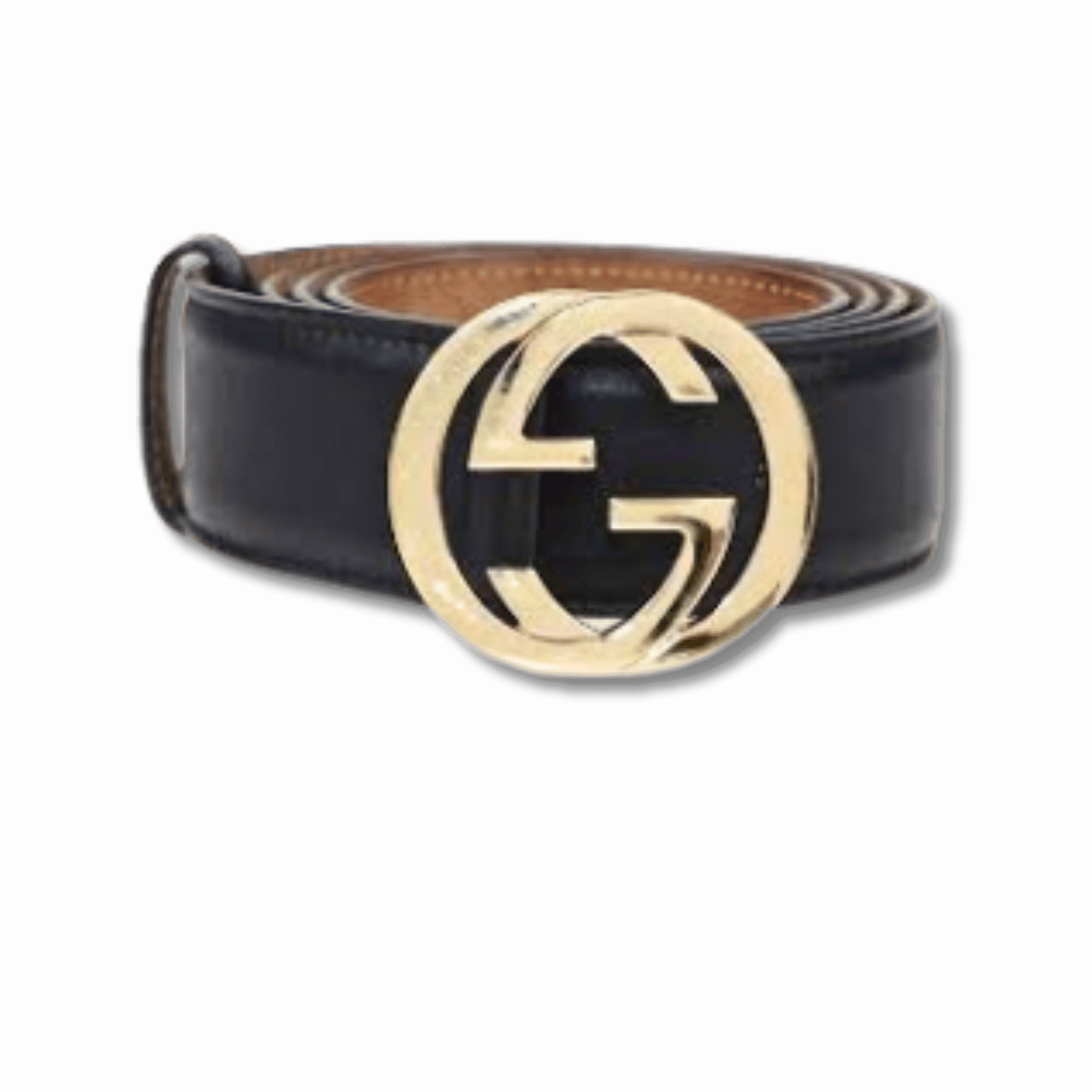 Gucci Black Leather Belt Interlocking G Buckle