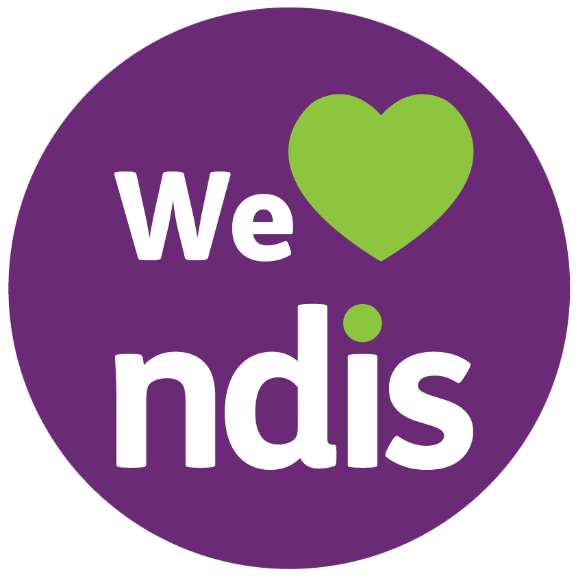 Purple circular logo with the text "We" in white, a green heart symbol, and the word "ndis" in white with the dot of the 'i' replaced by a small green circle.