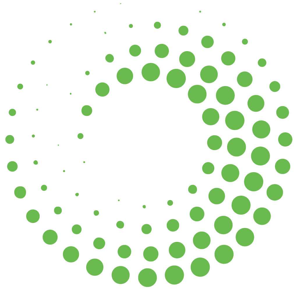 Green circles arranged in a circular pattern with a black background.