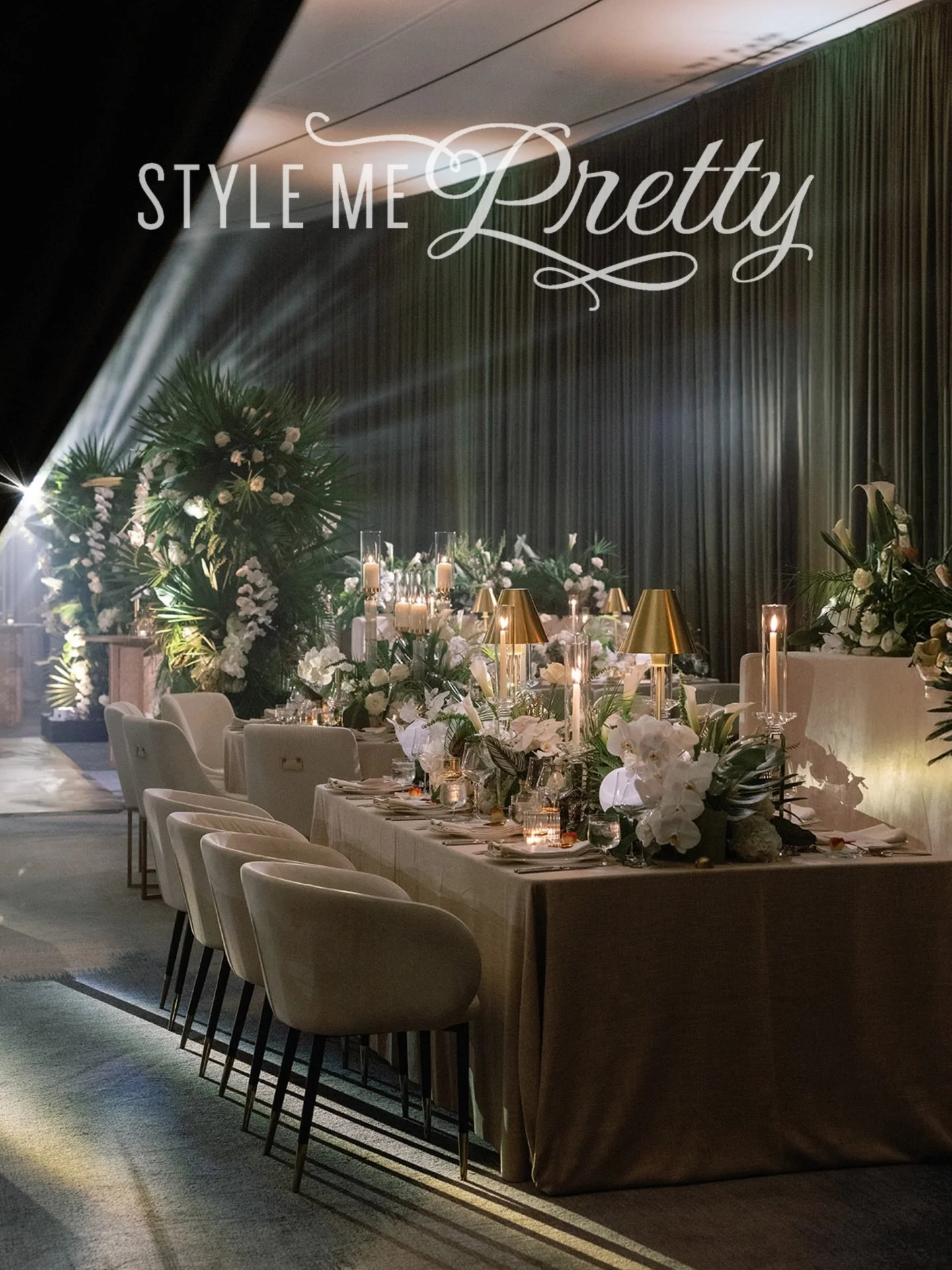 F E A T U R E D ! What a joy it is to see Ashley and Juan&rsquo;s wedding on @stylemepretty today! From their oceanfront ceremony to their velvet-lined reception, every moment was full of verdant details and tropical touches.

There is a special kind