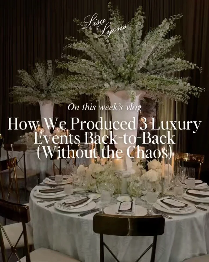 Hello, friends! This week&rsquo;s vlog is hot on the tails of an event season marathon- three luxury events, three weekends in a row. 

To produce on this scale requires significan organization and in this episode, I&rsquo;m taking you through the si