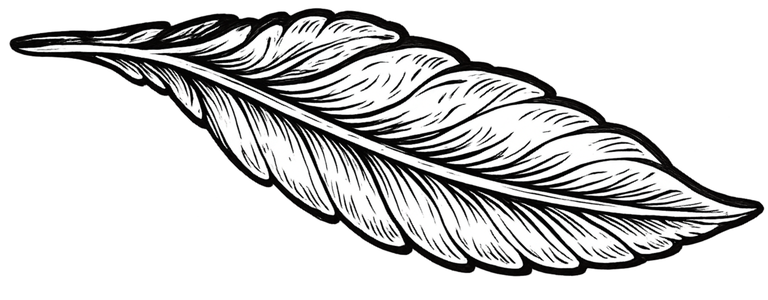 Stylized single white sage leaf, symbolising calm, healing, and gentle care at HorseSpeak.