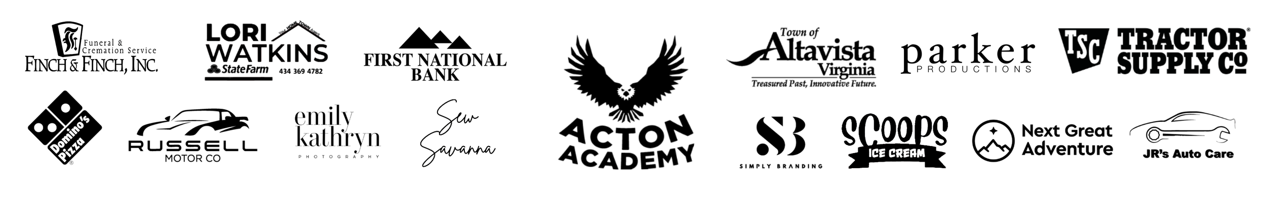 A leader board of corporate sponsors who supported the 2025 Children's Business Fair.