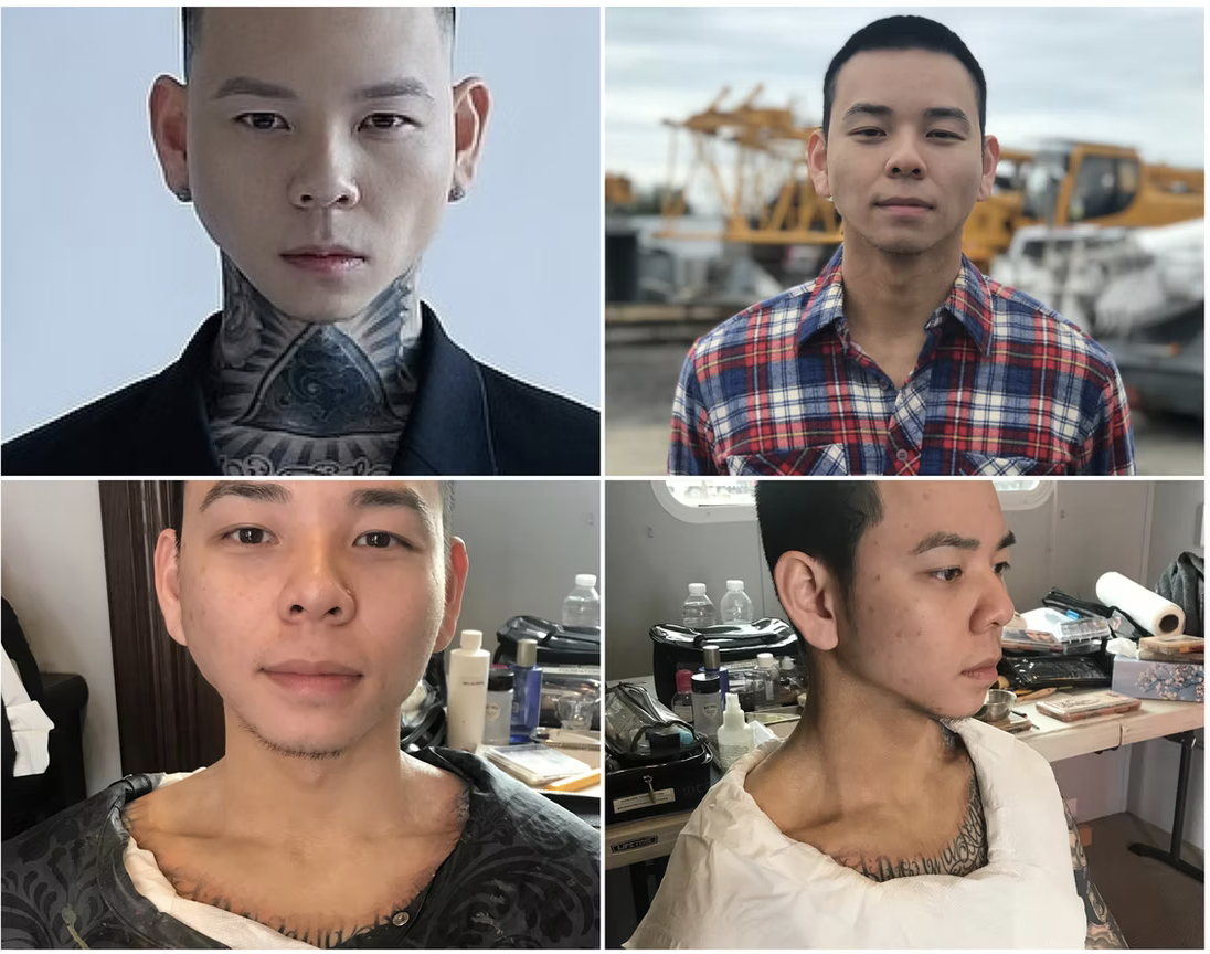 Tattoo cover for a commercial