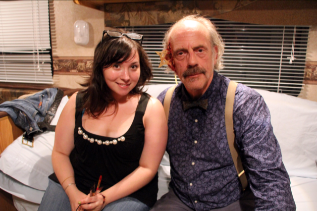 Monik and Christopher Lloyd on set of Dead Before Dawn 3D