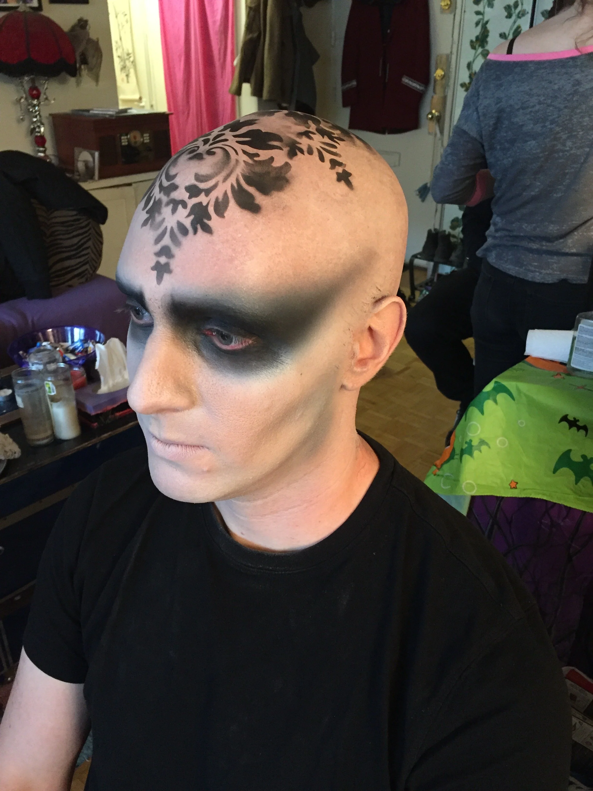 Bald cap and body painting