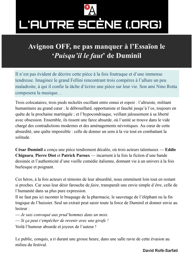 PUIQU'IL FAUT @ lautrescene.org/2025