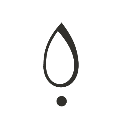 A simple black droplet icon with a small circle underneath on a transparent background.