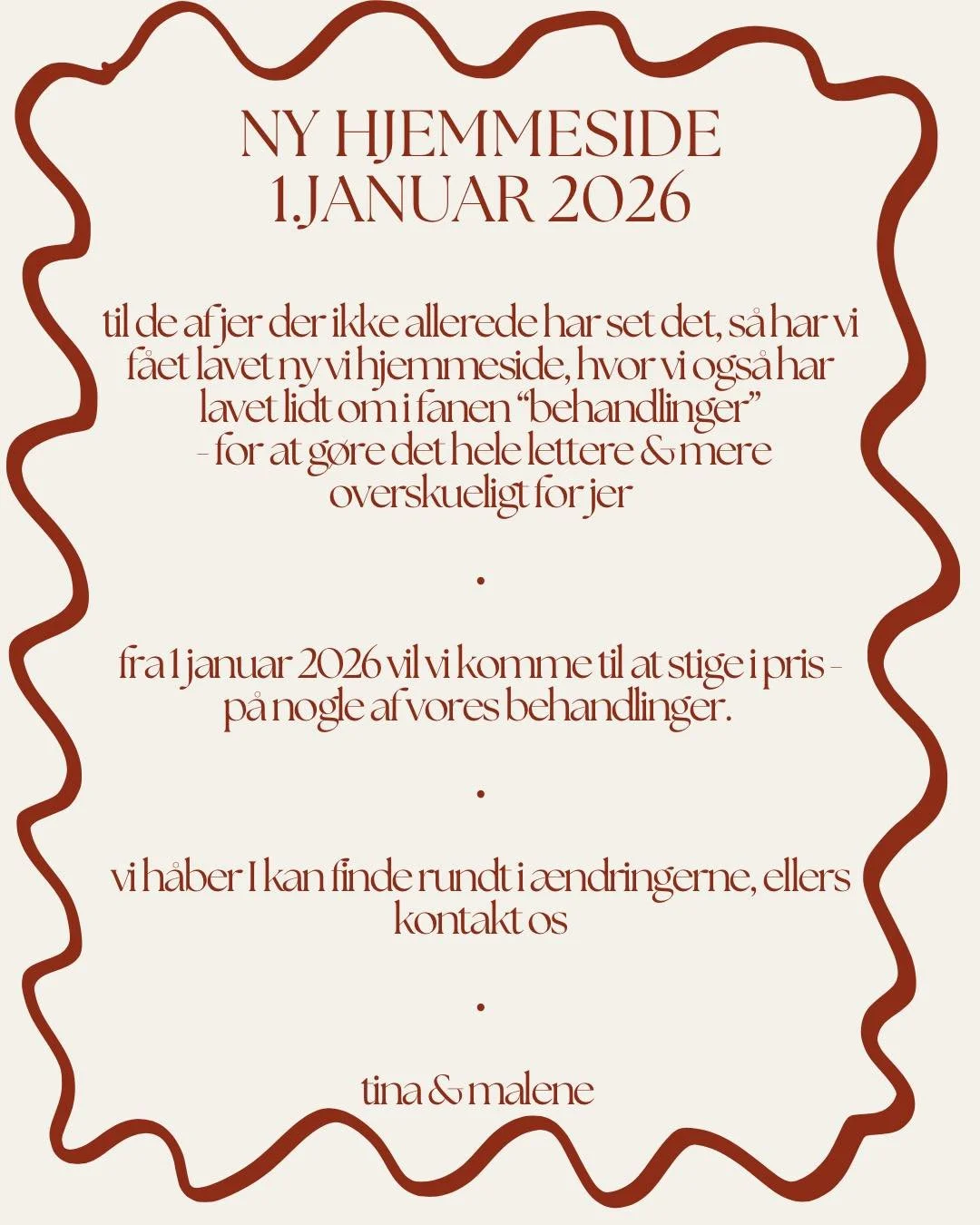 vi h&aring;ber I vil tage godt imod vores nye hjemmeside - vi er i hvert fald helt pjattet med den ✨