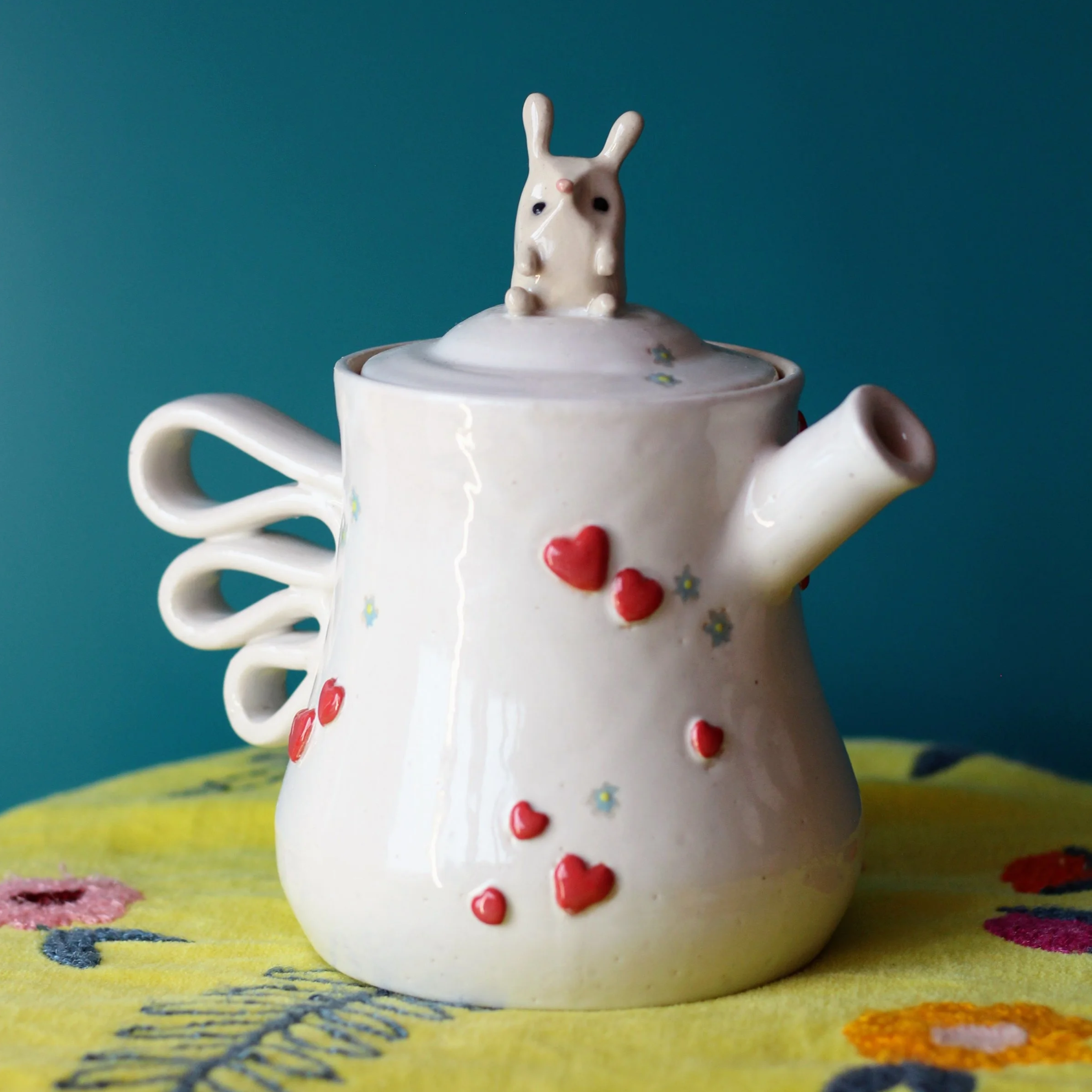 White rabbit teapot