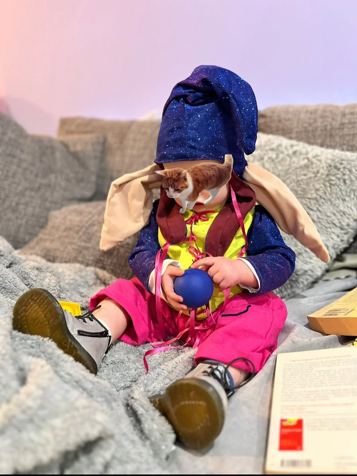 Wendy&rsquo;s Halloween costume, inspired by the one and only @super.gay.gnomes 🤣 aka my favourite artist ever! I saw a gnome costume on Pinterest and knew I had to have Wendy wearing a hat with massive ears, and ofc regular gnome colours aren&rsquo