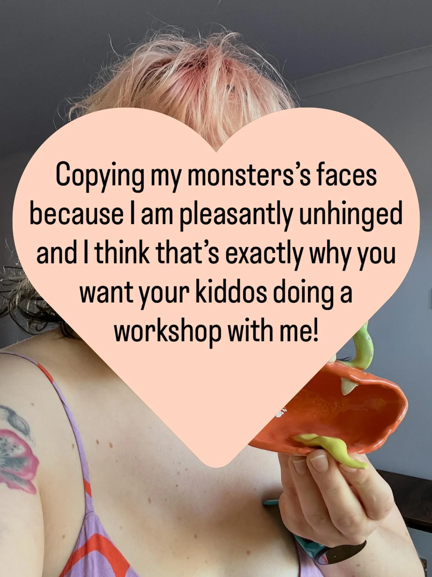 This might be my most unhinged post, but the great thing about following me is that you get to see me in all my glory 🤣🤣🤣

Want your kid to learn how to make their clay monster during half term?

Workshop deets:

Location: Pottery Gagliano, Bright