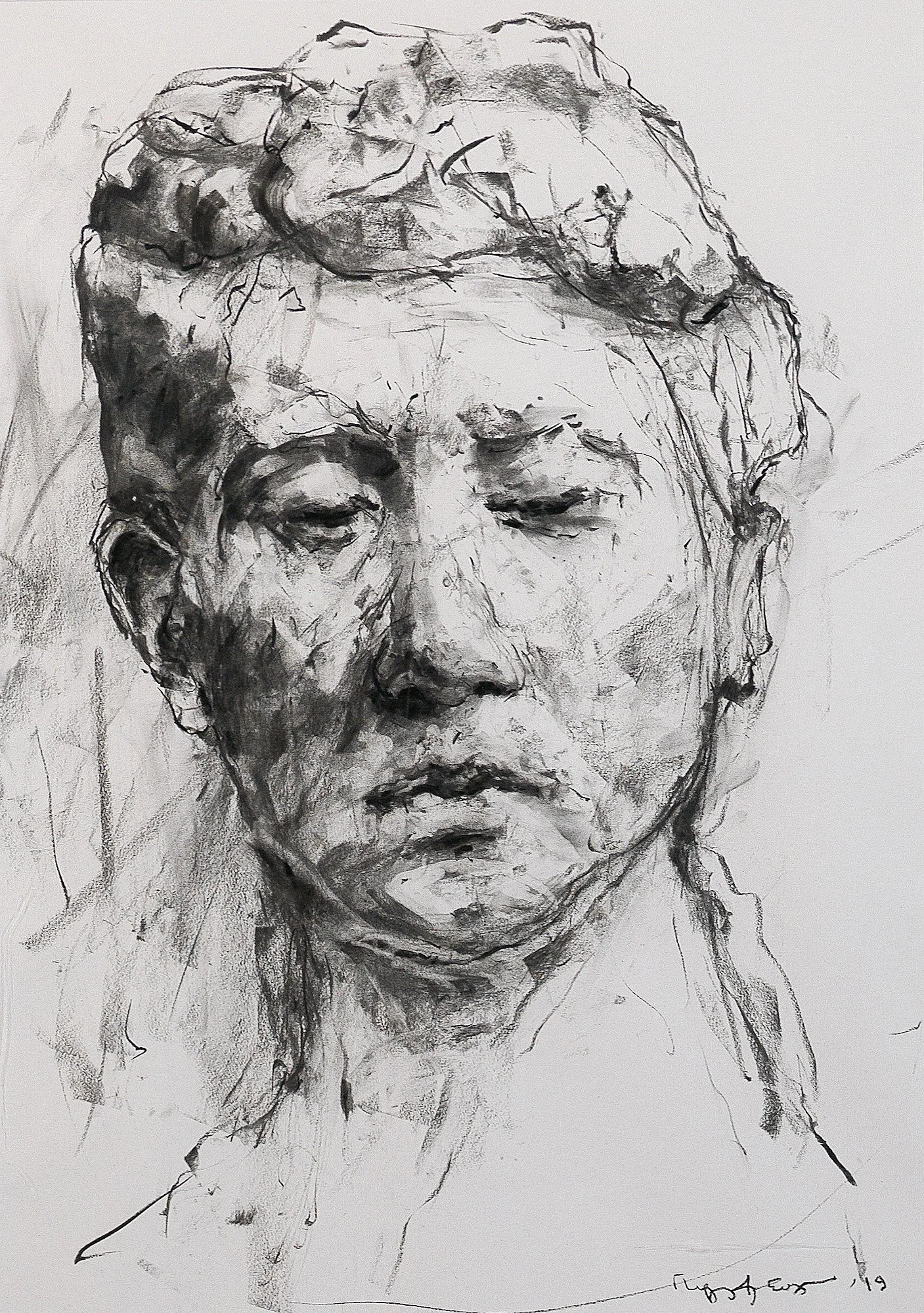 Untitled, charcoal on paper, 90x70cm