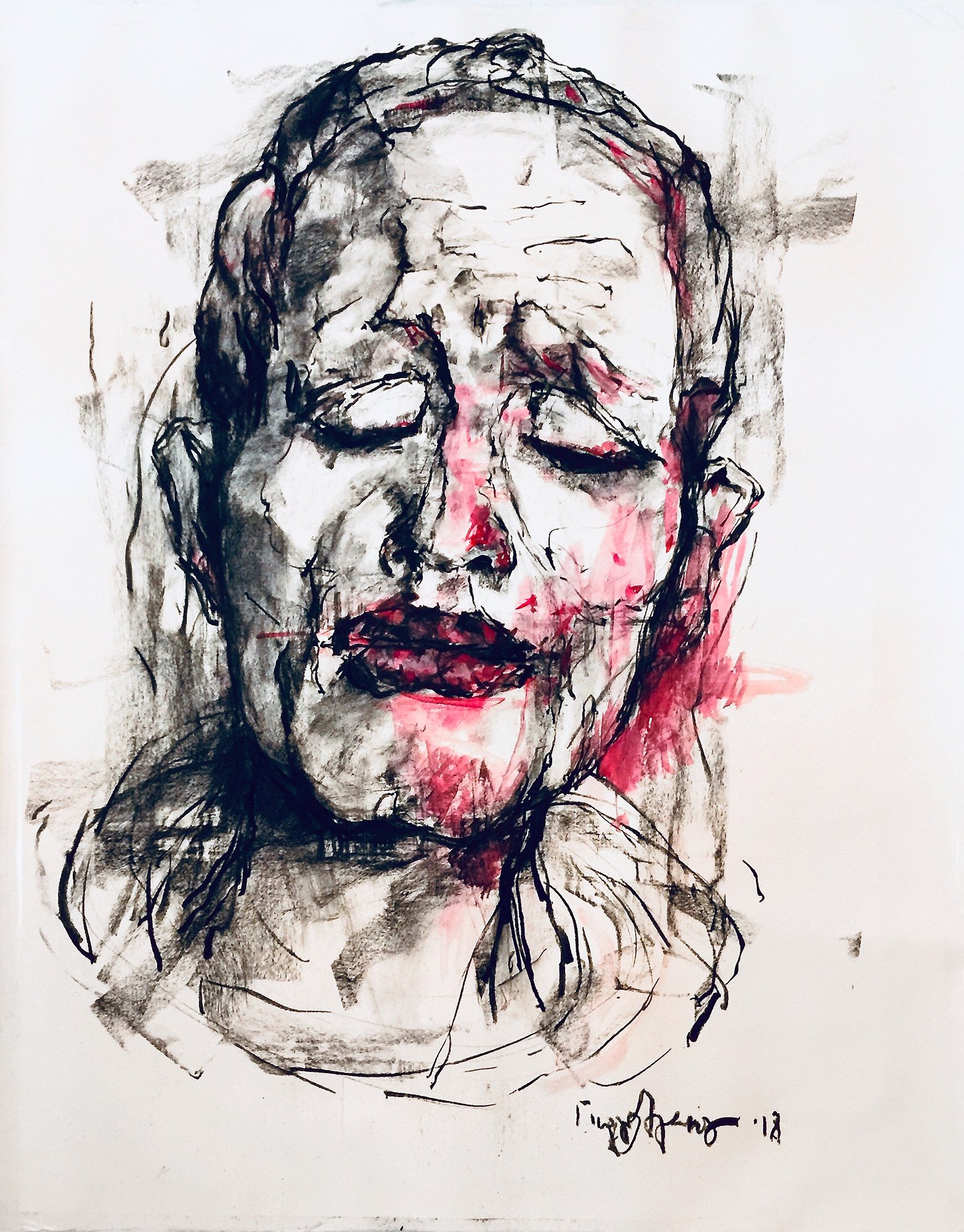 Untitled, charcoal and ink on paper, 100x80cm